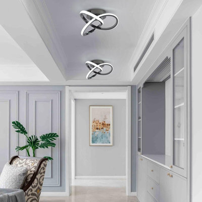 Garwarm Hallway Light,Black Flush Mount Light Fixture,LED Ceiling Light ...