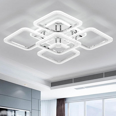 Garwarm LED Ceiling Light - Chrome Square Modern Design-White-Nordic Style Dimmable Flush Mount Lamp Garwarm LED