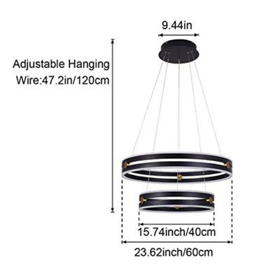 Garwarm Modern Black Dimmable LED 2-ring Acrylic Pendant Light with ...
