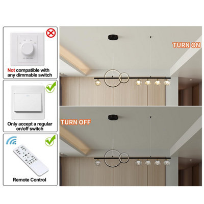 Garwarm Modern Black Dimmable LED Pendant Lamp with Remote Control