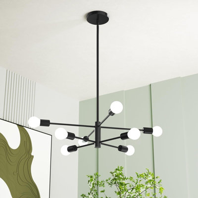 Sputnik Ceiling Light 5-light Modern Industrial 5-Light Semi Flush Mount Ceiling Light – Black Sputnik Chandelier With Adjustable Arms, DIY Spider Design For Bedroom Or Living Room, E26 Base