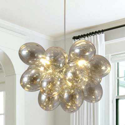 GARWARM MODERN BUBBLE CHANDELIER WITH DIMMABLE AMBER GLASS GLOBES