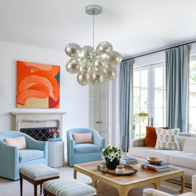 GARWARM MODERN BUBBLE CHANDELIER WITH DIMMABLE AMBER GLASS GLOBES