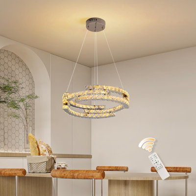 Garwarm Modern Crystal Gold Chandelier Dimmable Pendant Light with ...