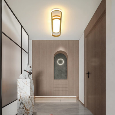 Garwarm Modern Dimmable Linear Gold LED Ceiling Light with Remote Control