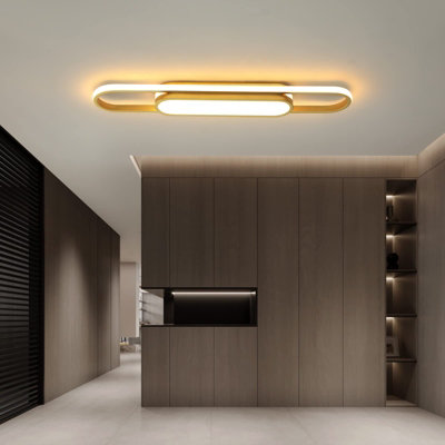 Garwarm Modern Dimmable Linear Gold LED Ceiling Light with Remote Control