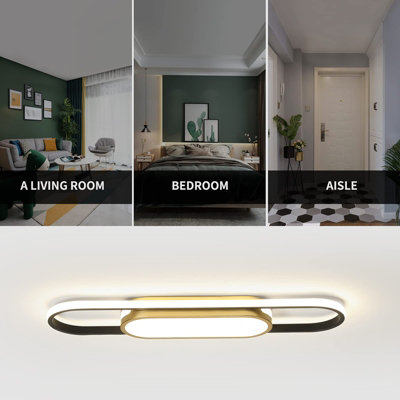 Garwarm Modern Dimmable Linear Gold LED Ceiling Light with Remote Control