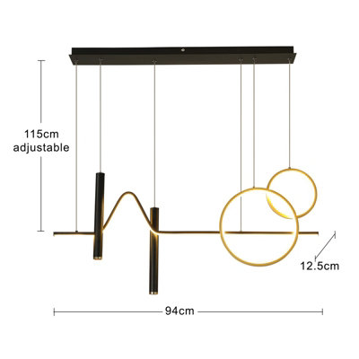 Garwarm Modern Dimmable Linear Wave LED Pendant Light
