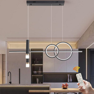 Garwarm Modern Geometric Black Dimmable LED Pendant Light for Dinning Room