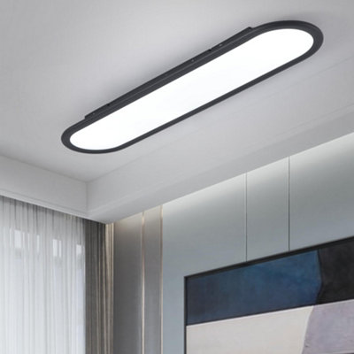 Garwarm Modern LED Ceiling Light, Full Spectrum Linear Ceiling Lamps, 6500K Cool White Ultra Thin Low Profile Lighting Fixture