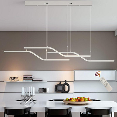 Garwarm Modern LED Pendant Light Dimmable 3-Light Linear Chandelier ...