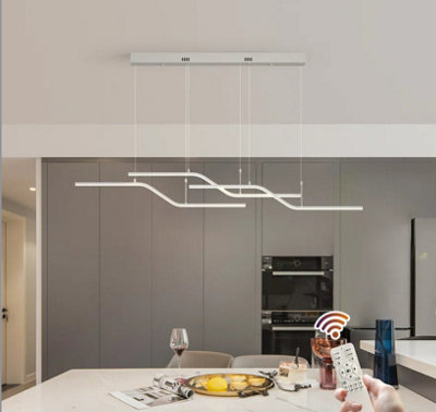 Garwarm Modern Wave Dimmable LED Pendant Light with Remote Control ...
