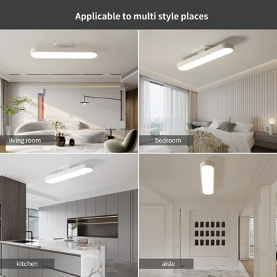 Garwarm White 42W Acrylic Linear Dimmable LED Ceiling Light Modern ...