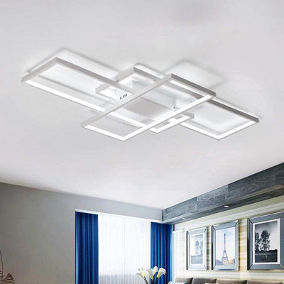 Garwarm White Ceiling Light, 75W Modern LED Ceiling Lamps with 3 Squares for Kitchen Dining Living Room Study 6000K