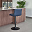 Gas lift Bar stool faux leather in retro style with foot rest - George Bar Stool in Blue (Single)
