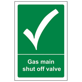 Gas Mains Shut Off Valve Safety Condition Sign - Glow in the Dark - 200x300mm (x3)