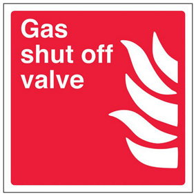 Gas Shut Off Valve Fire Safety Equipment Sign - Adhesive Vinyl - 150x150mm (x3)