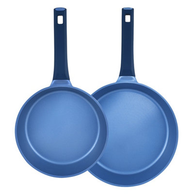 Gastro Set of 2 Cast Aluminium Non-stick Frying Pan 24cm/28cm Blue 