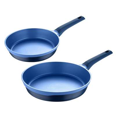 Gastro Set of 2 Cast Aluminium Non-stick Frying Pan 24cm/28cm Blue 