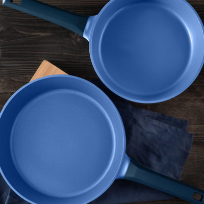 Gastro Set of 2 Cast Aluminium Non-stick Frying Pan 24cm/28cm Blue 