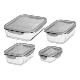 GastroMax Glass Food Container 0.25 L, 0.75 L, 1.6 L & 2.7 L with Airtight Lid