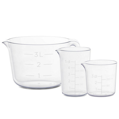 GastroMax Transparent Measure Bowl 3.0L with Measure Cups 0.3L & 0.5L