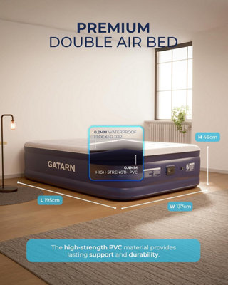 Gatarn Double Air Bed Inflatable Air Mattress Built-in Electric Pump Blow Up Bed
