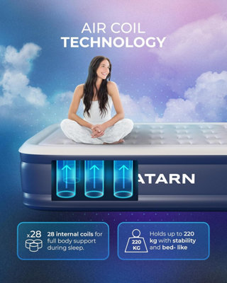 Gatarn Double Air Bed Inflatable Air Mattress Built-in Electric Pump Blow Up Bed