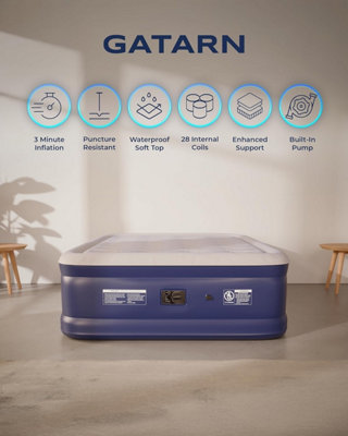 Gatarn Double Air Bed Inflatable Air Mattress Built-in Electric Pump Blow Up Bed