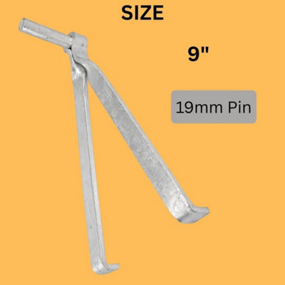 Gate Hooks to Build 9 Inch x 19mm- Single Brick - Hot Dipped Galvanised