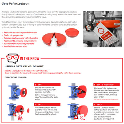 Gate Valve Lockout 254 - 355mm Red Hinged With Hollow Centre