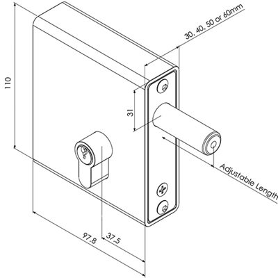Gatemaster Select pro weld in deadlock gate lock for 60mm frames (SWD1660)