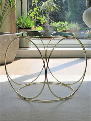 Gatsby Accent Table/Bedside Table-Mirror Top/Matt Gold Frame