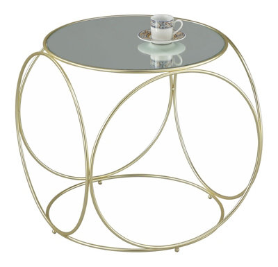 Gatsby Accent Table/Bedside Table-Mirror Top/Matt Gold Frame