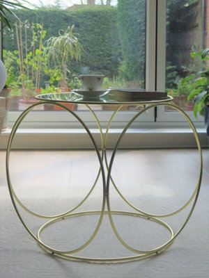 Gatsby Accent Table/Bedside Table-Mirror Top/Matt Gold Frame