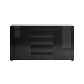 Gaudi 84 Black Gloss Sideboard Cabinet - 1600mm x 870mm x 420mm - Chic Urban Storage Solution