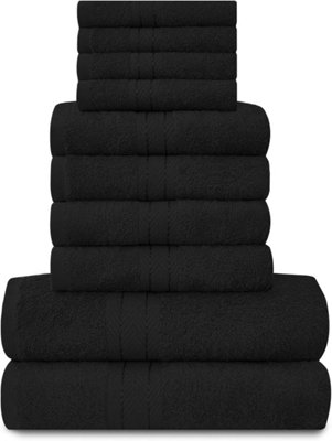 GAVENO CAVAILIA 10 Piece Toronto Towel Bale Set Black Premier Super Soft And Quick Obsorbent Bath Towel