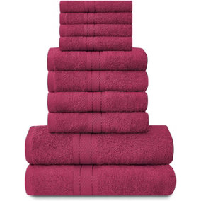 GAVENO CAVAILIA 10 Piece Toronto Towel Bale Set Deep Red Premier Super Soft And Quick Obsorbent Bath Towel