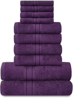 GAVENO CAVAILIA 10 Piece Toronto Towel Bale Set Purple Premier Super Soft And Quick Obsorbent Bath Towel