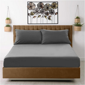 GAVENO CAVAILIA Microfiber Fitted Sheet King Charcoal Luxurious Premium Quality Bedsheet