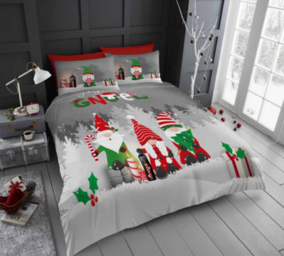 GAVENO CAVAILIA Xmas Festive Gonk Bedding Single Breathable Christmas Duvet Cover With Pillowcase For Boys and Girls Bedding Set