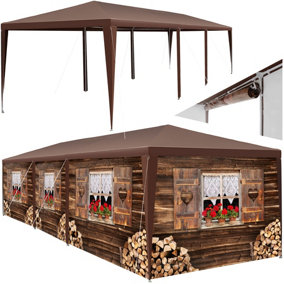 Gazebo Alpine Hut - roll-up side panels, weather & UV-resistant, plug in system  - brown