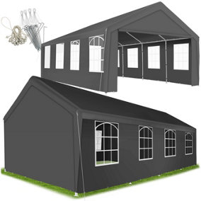 Gazebo Mammut - 8 x 4 m, removable side panels, weather & UV-resistant, plug-in system  - grey