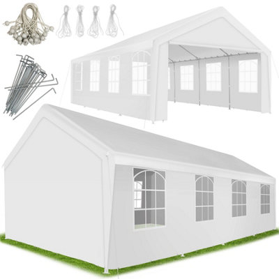 Gazebo Mammut - 8 x 4 m, stable and waterproof, UV protection, removable side panels - white