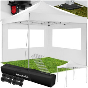 Gazebo Olivia - 3 x 3 m, with aluminium frame, 2 side panels, waterproof  - white