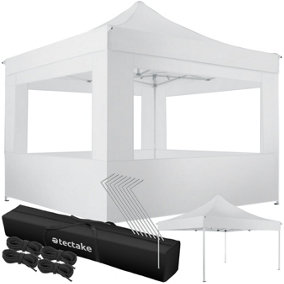Gazebo Olivia - 3 x 3 m, with aluminium frame, 4 side panels, weather-resistant  - white