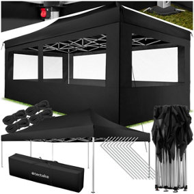 Gazebo Viola - 6 x 3 m, aluminium scissor frame, 4 side panels, weather-resistant  - black