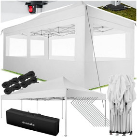 Gazebo Viola - 6 x 3 m, aluminium scissor frame, 4 side panels, weather-resistant  - white