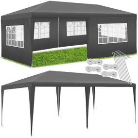 Gazebo Vivara - 6 x 3 m, with 5 side panels, weather & UV-resistant  - grey
