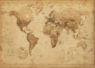 GB eye World Map Antique Style 140 x 100cm Giant Map Poster